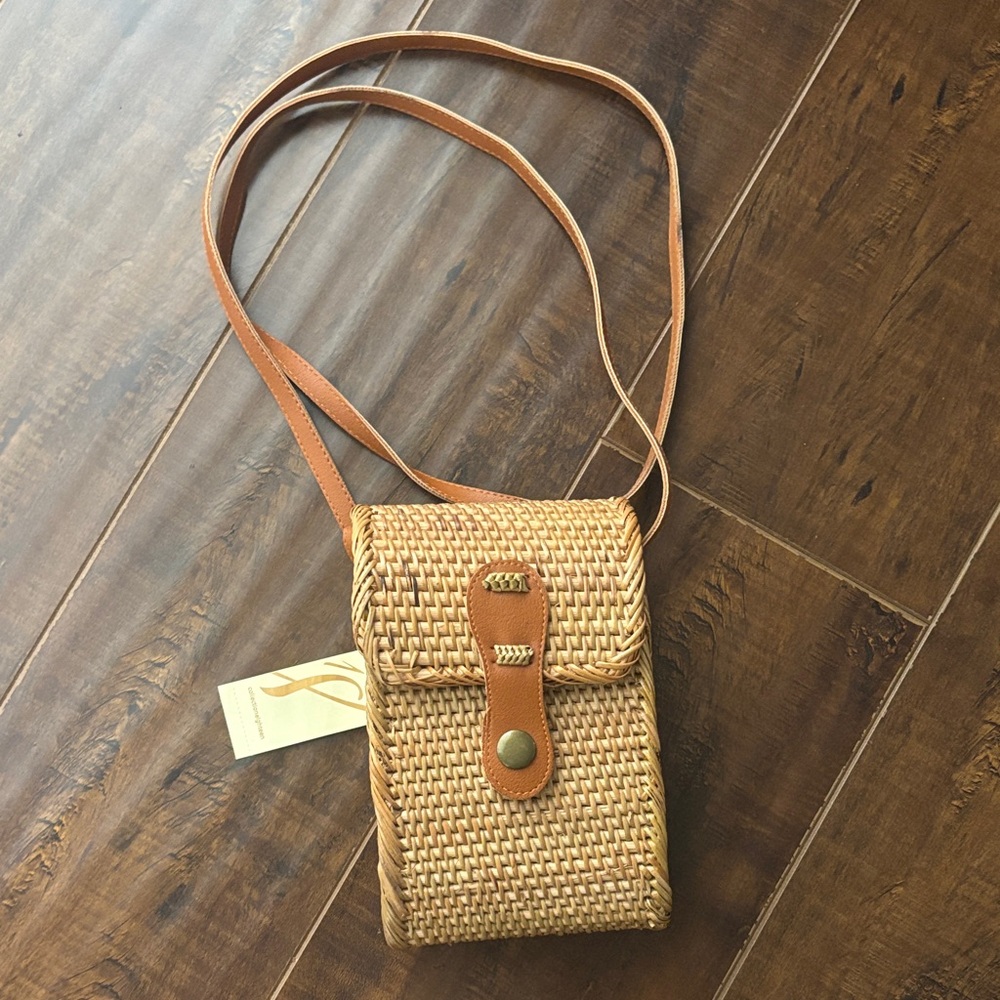 Collection 18 Tan Woven Crossbody Bag
